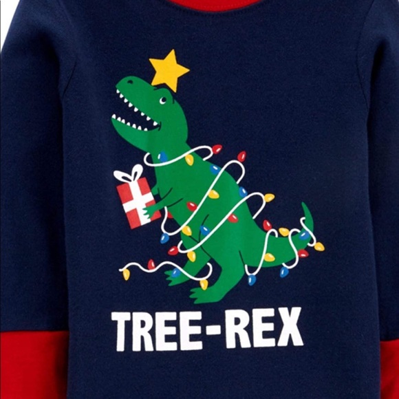 Carter’s “Tree Rex” Snug Fit Cotton Christmas Holiday Pajamas - Picture 2 of 4